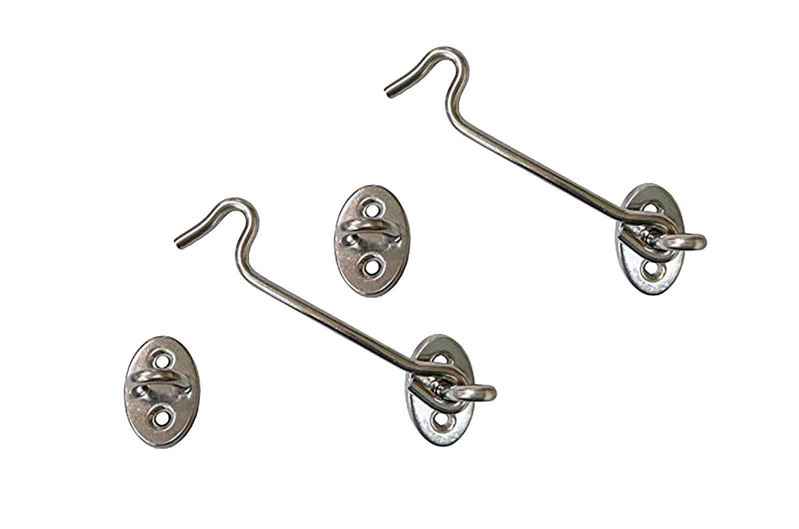 QCAA Reversible Hook, 304 Stainless Steel 360 Degree Swivel Cabin Hook Latch & Eye, 4 1/2", Stainless Steel, 2 Pack