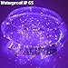 Aluvee Outlets Solar Copper Wire String Light, 50ft 150LED Waterproof Outdoor Garden Decoration Copper Wire Lighting Christmas Lamp Wedding Party Tree Xmas Decoration Tree Xmas (Purple)