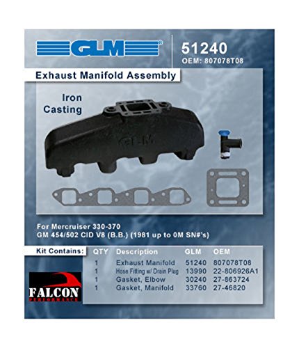 GLM Exhaust Manifolds compatible with Mercruiser 7.4 7.4L LX Magnum Alpha Bravo Ski EFI MPI