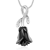 Rose Flower Cremation Urn Necklace for Ashes Stainless Steel Memorial Cremation Ash Jewelry Keepsake Pendant Necklace for Women Girl