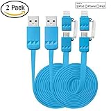 Lightning Cable, [ Apple MFi Certified ] PeleusTech [ 2 Pack ] 3ft 2 in 1 Lightning Micro USB Cable, Sync Data and Cable Charging Cord for iPhone 6(4.7) Plus(5.5) 5C 5S 5, iPad Air,mini, mini 2, 4th Generation, iPod Touch 5th Generation, Galaxy S6 S5 S4 S3, HTC, Huawei, Motorola, Nokia and Other Android Phones Tablets (Blue)