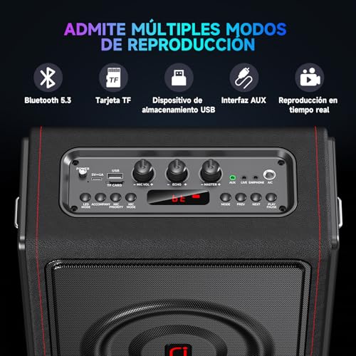 HWWR Karaoke Professional, Portable Bluetooth 5.3 Speaker, Karaoke 3 Wireless Microphones, Karaoke Vintage Leather Speaker 300W with Tone Correction, Support for TV/TWS/TF/USB/AUX Card