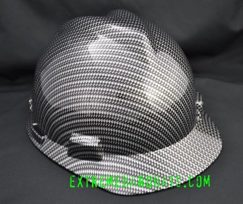 MSA V-gard Cap Style Silver Rope Carbon Fiber Pattern w/Ratchet Suspension