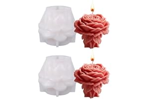2 Pack Rose Pillar Candle Silicone Molds - Irregular Flower Column Candle Holder Mold for DIY Scented Candles, Wedding & Vale