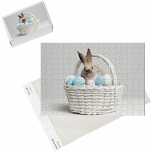 Amazon.de: Foto Jigsaw Puzzle Gefärbte Eier zwischen der Hase im Korb