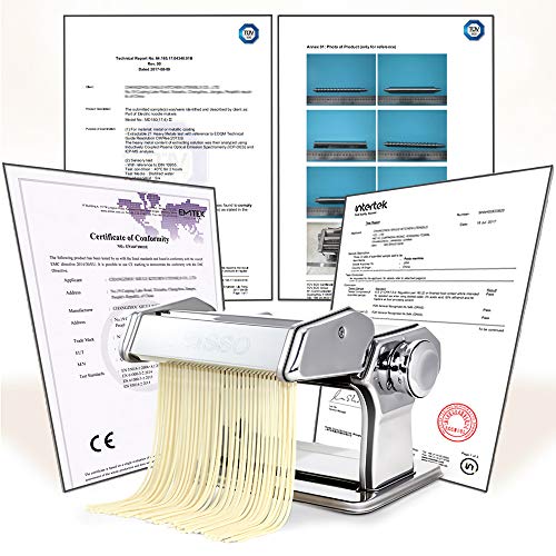 Pasta Maker, Manual Hand Crank Pasta Machine, Washable Stainless Steel
