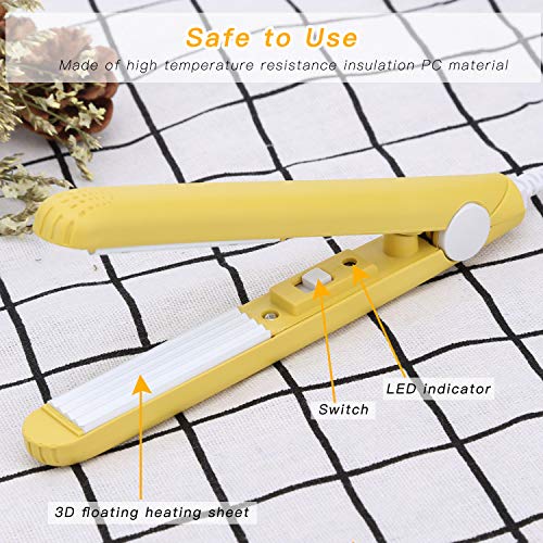 KARIDGE Mini Handheld Heat Bag Sealer for Airtight Food Storage Saver, Portable Hand Pressure Sealing Machine with 45 inches Cable, Reseal Potato Chip Snack Bags, Household Appliances for Kitchen - Yellow
