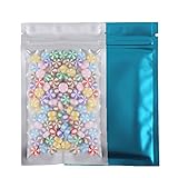 QQ Studio 100 Smell Proof FDA Approved Food Safe Flat Metallic Mylar Foil Flat ZipLock Sample Food Storage Bags Pouch 8.5x13cm (3.3x5.1