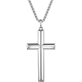 Raymard 925 Sterling Silver High Polished Cross Necklace for Men,Christian Cross Pendant Jewelry for Men, 24" Rolo Chain Cross Jewelry