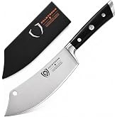 Dalstrong Crixus 8-Inch Chef Knife and Cleaver Hybrid for Meat Prep | Gladiator Elite, German Steel, Black G10 Handle, Full Tang, BBQ Prep, Sheath Included