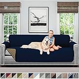 Sofa Shield Original Patent Pending Reversible X-Large Oversized Sofa Protector for Seat Width up to 78 Inch, Furniture Slipcover, 2 Inch Strap, Couch Slip Cover Throw for Dogs, Pets, Sofa, Navy Sand