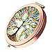 Imiao Round Compact Makeup Mirror Rose Gold Mirror Portable Hand Mirror Mini Pocket Mirror with 2 x 1x Magnification for Woman, Mother, Girls, Great Gift (Life Tree)
