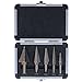 Titanium HSS 50 Sizes Step Drill Bits Set with 2 Shanks, SAE, 5-Piece with Aluminum Protective Case