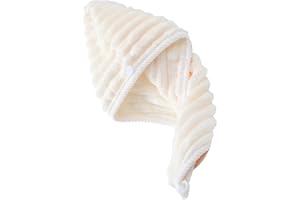 Thickened Quick Dry Microfiber Hair Towel Caps for Women, Super Absorbent Shower Wrap with Adjustable Button Soft Microfiber 