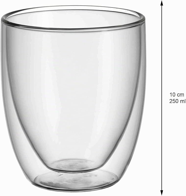 Wmf kult - conjunto de 2 copos de vidro borossilicato, parede dupla transparente resistente ao calor, 250 ml