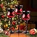 Tulip Hurricane Candle Holders Set of 3, Mercury Red Ombre Crackle Glass Twisted Long Stem for Holiday Centerpiece & Home Decor