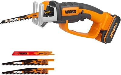 WG894E Serrucho multifunción 20V-2Ah, 1 batería y cargador incluido, para madera, plástico y ramas, compacto y ligero, incluye sierras anclaje universal para sierra de calar