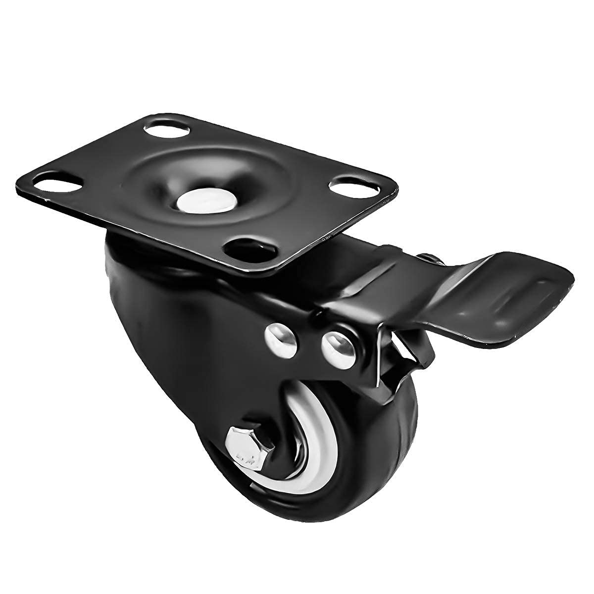24 Pack 50mm Up to 200KG Heavy Duty Castor Wheels With Brake, Rubber Base with Top Plate & Bearing Caster Wheels for DIY, Furniture Trolley Wheels