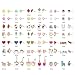 Hanpabum 42 Pairs Stainless Steel Earrings for Girls Women Flower CZ Animals Heart Ice Cream Colorful Cute Stud Earrings set