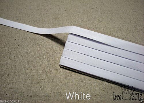 30Yds Mask Bias Tape Poly Cotton Trim 10mm Solid Colour Double fold (White)