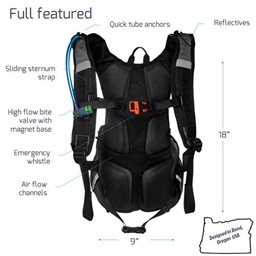 Hydration Reservoir Pack - 2 or 3 Liter Water Bladder - Tasteless & BPA Free - Multifunction Kit - USA Made Film - Mazama - Tumalo (Black 3L)