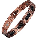 VITEROU Mens Magnetic Pure Copper Therapy Carbon Fiber Bracelet High Powered for Arthritis,3500 Gauss