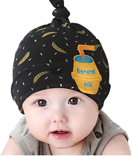 MONICAR Unisex Baby Winter Warm Fashion Banana &amp; Milk Pattern Beanie Hat Cap (Black)