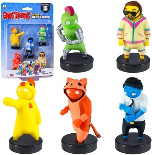 Gang Beasts Stampers for Kids | Mini Stamps for Kids | 5 Pack Set | 16 Kids Stamps to Collect | Official Gang Beasts Stampers | Gift for Video Gamers
