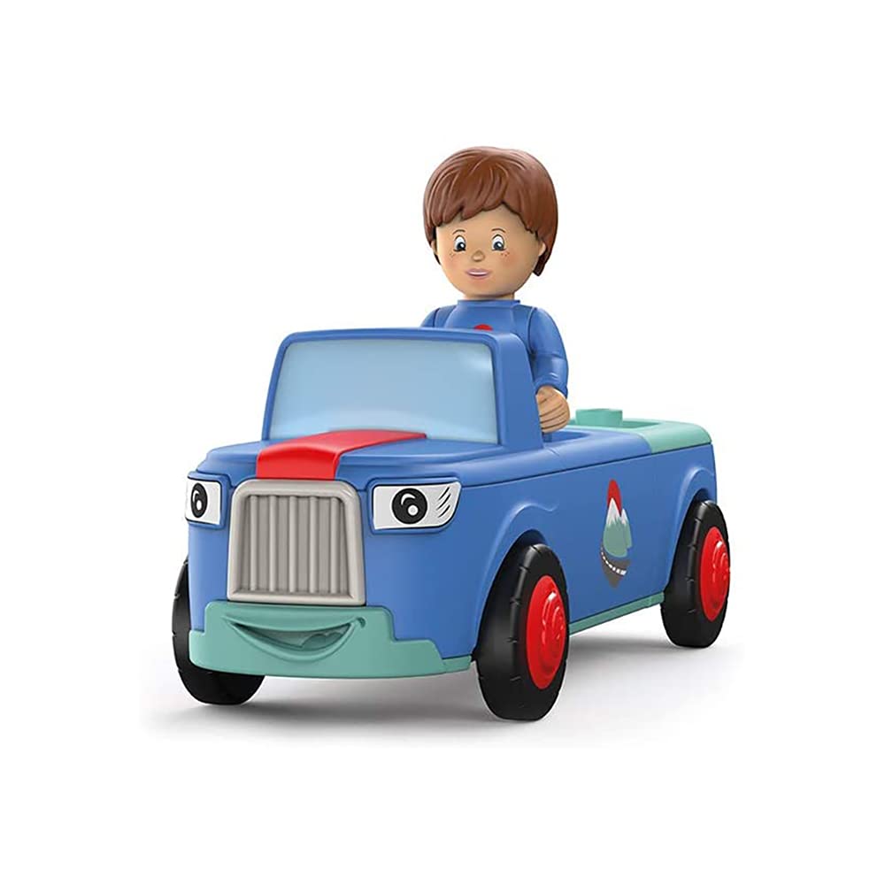 Toddys by siku 0103, Mio Mounty, 3-piece vehicle, Interconnectable, Includes movable toy figure, friction motor, Blue/Turquoise, 12+ months