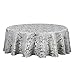ColorBird Scroll Damask Jacquard Tablecloth Polyester Fabric Water Resistant Spillproof Table Cover for Kitchen Dinning Wedding Banquet Party Tabletop Use (Round, 70 Inch, Silver Gray)