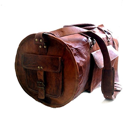 Jaald 24" Genuine Leather Men's Duffel bag Gym Sports Travel Weekend Duffle Bag. - Thumbnail 2