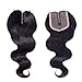 Lace Closure Three Part Body Wave Human Hair Closure Brazilian Virgin Hair Unprocessed Human Hair Top Closure (12 inch, Body)