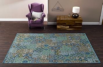 Flachgewebe Design Teppich Ornamente Grun Blau Turkis Mit