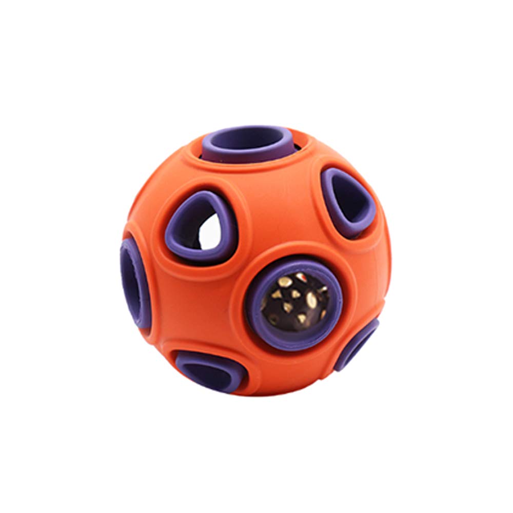 WishLotus Dog Ball, Dog Interactive Toy with Ring Bell Toys Dog Rubber Balls Bouncy Ball Pet Game Puzzle Ball to Increase IQ Search & Catch Bite Resistant Toy For Pet Chew Toy (L, Purple&orange)