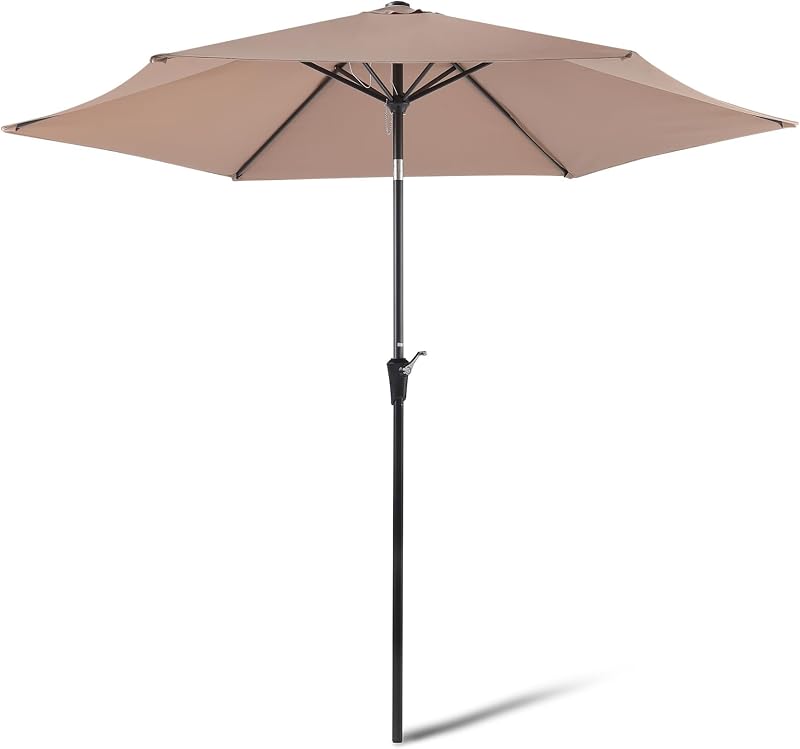 - Ombrellone da Giardino, Sollevatore a manovella e Pulsante inclinabile, 274cm, Marrone Chiaro