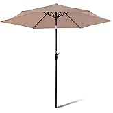 Amazon Basics Patio Umbrella, Crank Lift and Push Button Tilt, 9 Foot, Tan