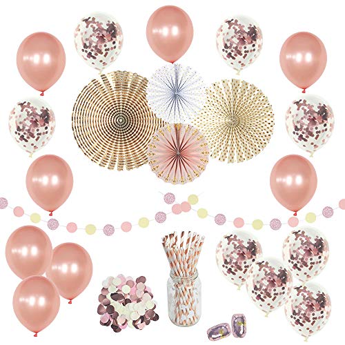 Rose Gold Birthday Party Decorations Supplies Set 50 Pc