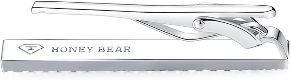 HONEY BEAR Mens Tie Clip Bar Net Normal Size for Business Wedding Gift,5cm/5.4cm (Silver-5.4cm) - Image 4