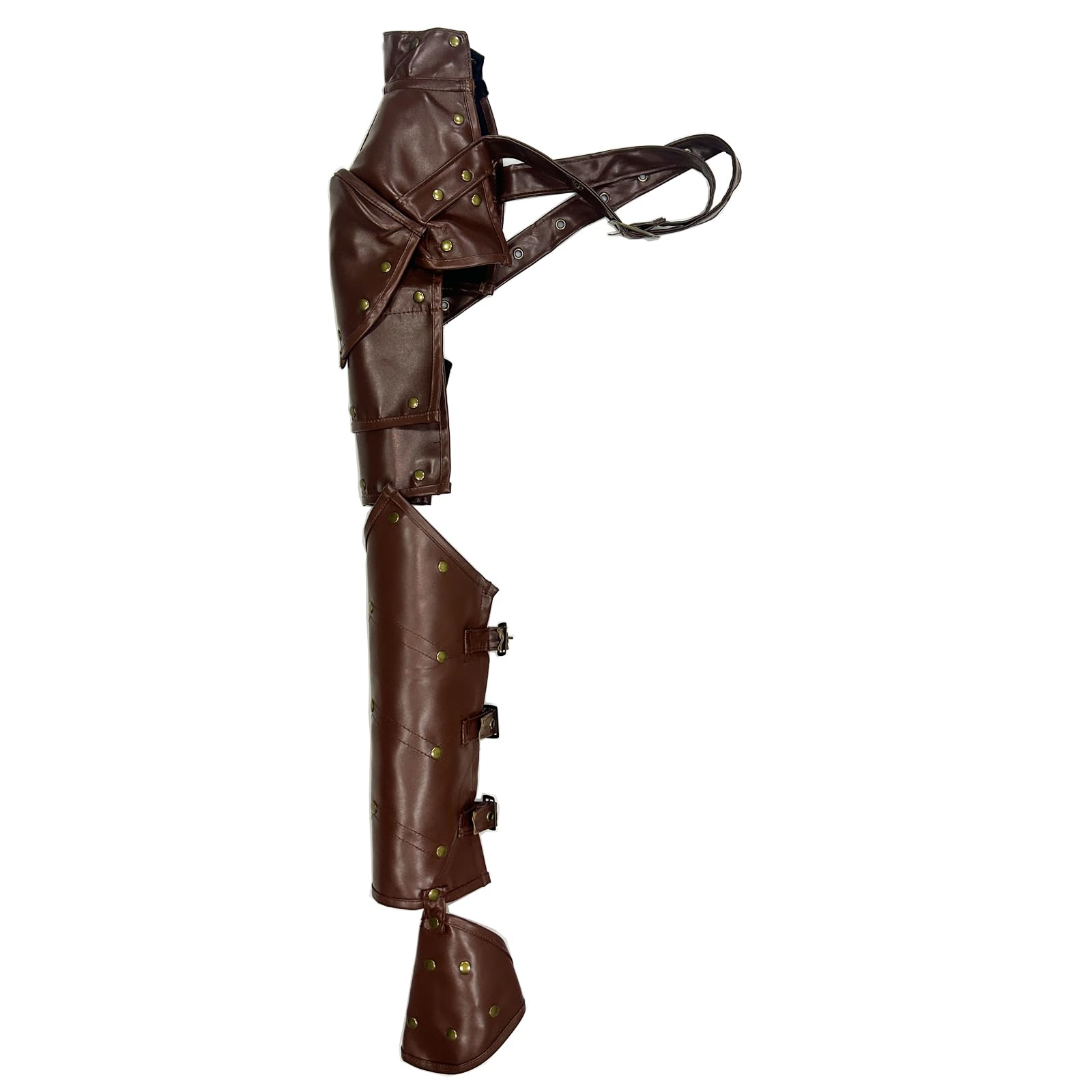 ZUYPSK Unisex Gothic Polyurethane Leather Chest Harness Shoulder Strap Arm Cuff Adjustable Armour Tank with Arm Strap Steampunk Cosplay Costume Set Accessories, brown, One Size