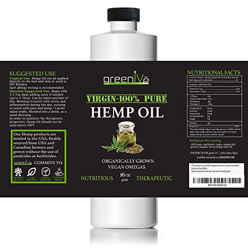 GreenIVe - Hemp Oil - Anti-Inflammatory - Vegan Omegas - Cold Pressed - Exclusively on Amazon (16 Ounce)