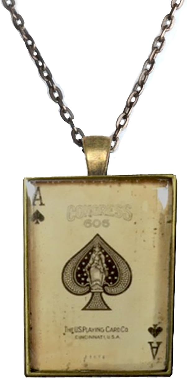 B and C Heirloom Ace of Spades Brass Pendant Necklace