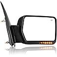 Perfit Zone Towing Mirrors Right Passenger Fit 04-07 Ford F150, POWER HEATED,With AMBER SIGNAL,BLACK Mirror Replacement