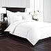 Beckham Hotel Collection Luxury Soft Brushed 2100 Series Embroidered Microfiber Duvet Cover Set with Beautiful 2-Stripe Embroidery - Hypoallergenic - Full/Queen - White/Silver