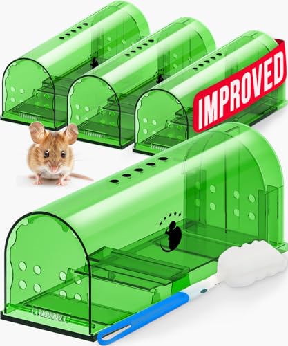 Photo 1 of Motel Mouse Humane Mouse Traps No Kill Live Catch and Release 4 Pack - Reusable, Easy to Use & Clean, No Touch Release, Sensitive Includes Cleaning Brush, Instruction Manual & Video - Mousetrap Indoor