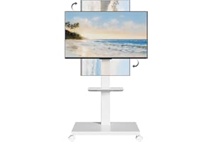 Neothm Mobile TV Stand with Wheels & Shelf - 60° Swivel, Tilt & Height Adjustable Rolling TV Cart for 32-75 Inch TVs, 88 lbs Capacity, Outdoor/Indoor Use, Max VESA 600x400mm (Landscape/Portrait)