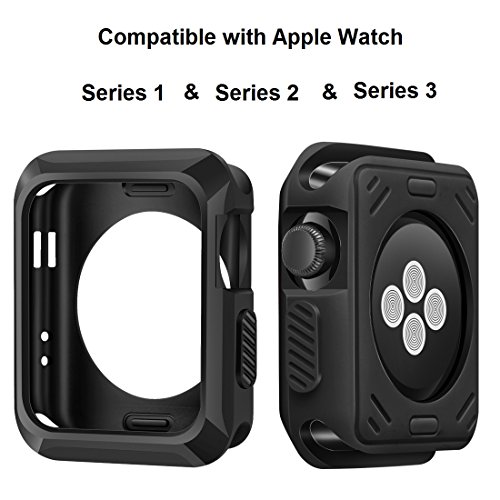 Apple Watch Case, iitee 38mm Universal Slim Rugged Protective TPU iWatch Case for Apple Watch Series 3 Series 2 Series 1 (Matte Black)
