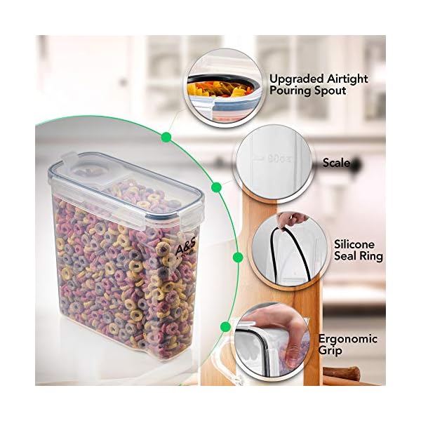 AS-Kitchen-Cereal-Containers-Storage-Set-of-4X-4L-Airtight-Container-with-Lid-Labels-Chalk-Pen-Pantry-Storage-Plastic-Containers-Flour-Storage-Container-Pet-Food-Storage-Containers-Dispenser A&S Kitchen Cereal Storage Containers Set of 4x 4L Airtight Container with Lid, Labels, Chalk Pen. Pantry Storage…