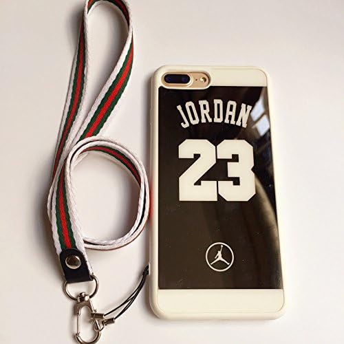 iPhone 7 Plus and 8 Plus Jordan 23 Case,Reflective Mirror Case Jumpman Cover with Soft Neck Lanyard.Shockproof Resistant Case for iPhone 7 Plus and 8 Plus Case 5.5 Inch. (White Case)