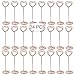 CSPRING Heart Shape Wire Metal Picture Display Table Number Holder Stand Clips Place Card Holders for Wedding Party Menu Name Desk, 24PCS (Rose Gold)