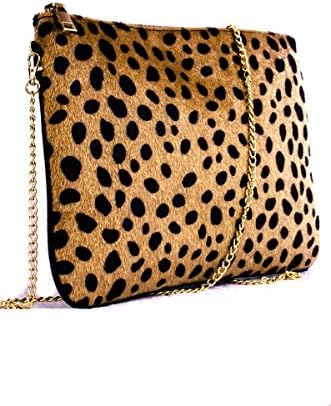 Leopard Synthetic Fur Design with Chain Strap Clutch Bag HD1969
